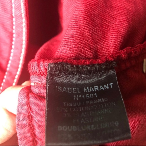 Isabel Marant Etoile 5 Pocket Lowrise Skinny Jean In Red Size EU36 US2 - Picture 3 of 4